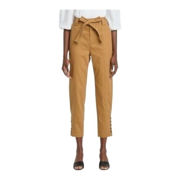 Who What Wear Brown Khaki Button Ankle High Waisted Pants Size 6. - Picture 1 of 7